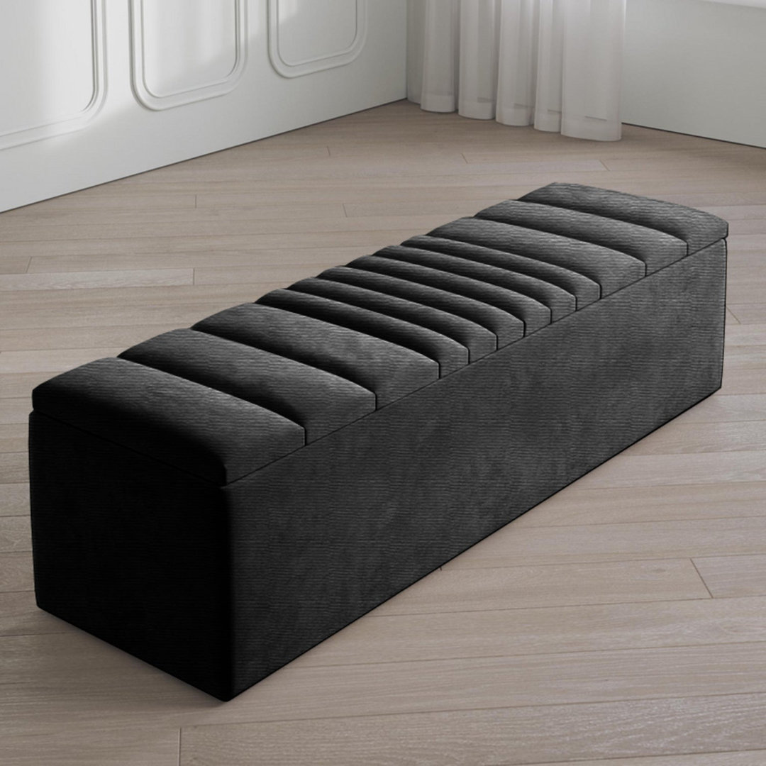 Large Striped Wide Rectangle Solid Color Standard Ottoman Storage Box, Naples Upholstered Deep Storage End of Bed Bench
