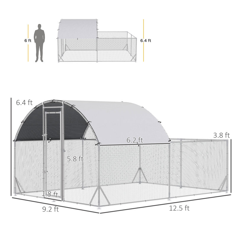 Dejanae Chicken Run, 6.4' H x 12.5' W x 9.2' D
