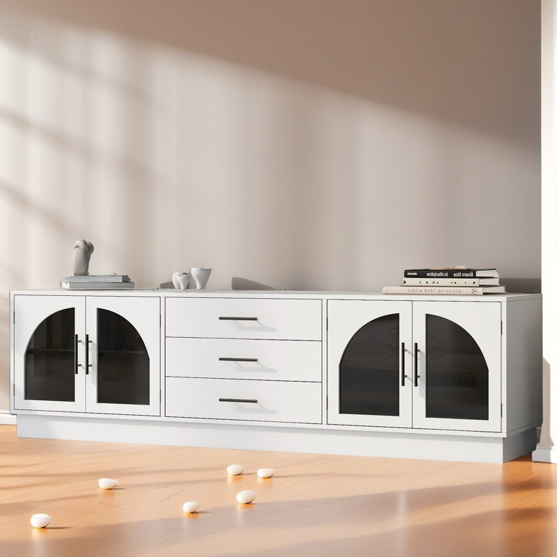 Meuble télé 68,9 po pour téléviseur de 68 po ou moins, meuble multimédia avec tablettes réglables pour le salon