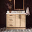   Meuble-lavabo rectangulaire simple décalé droit 43 po avec comptoir en marbre blanc de Carrare Breana-625884821-625884908