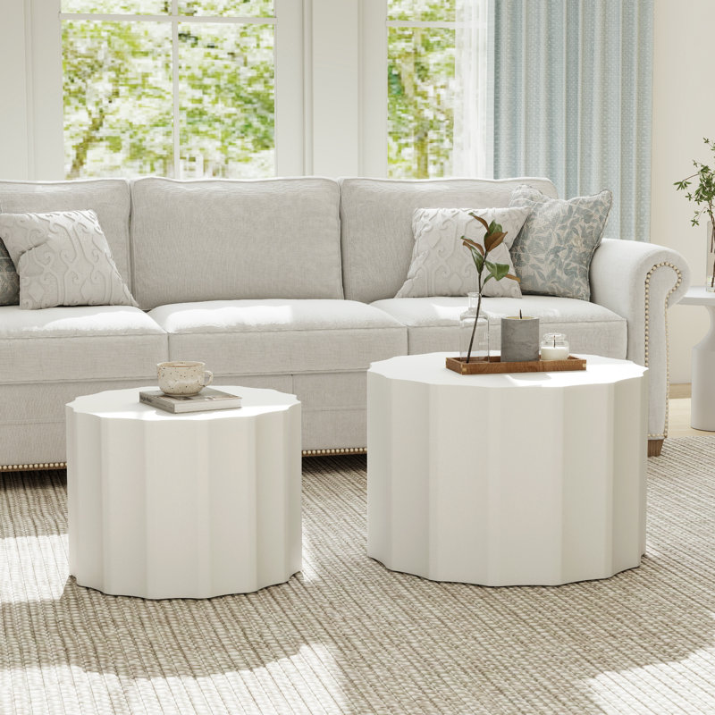 23.6" Nesting Coffee Table Set, White