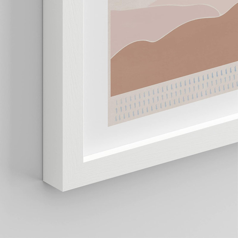 Ensemble de 4 décorations murales encadrées sur papier Mid-Century, H 14 po x l 11 po x P 1 po, Blanc