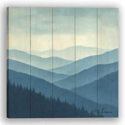 Smoky Layers – Blue Ridge Mist Canvas on Wood Plank