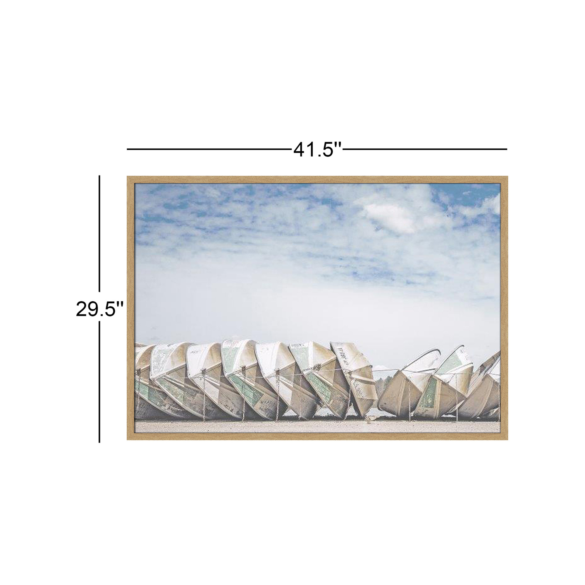 Wooden Boats Framed On Paper by Leah Straatsma Print, 29.5" H x 41.5" W x 1.25" D, Natural