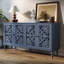 Buffet 63 "rétro sculpté avec tablettes réglables et pieds en bois massif, bleu-1052788250