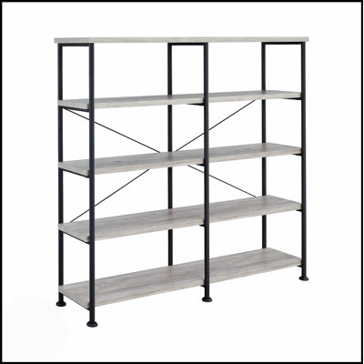 4-Shelf Open Bookcase In Grey Driftwood, Perfect For Modern Storage And Display With Durable Construction