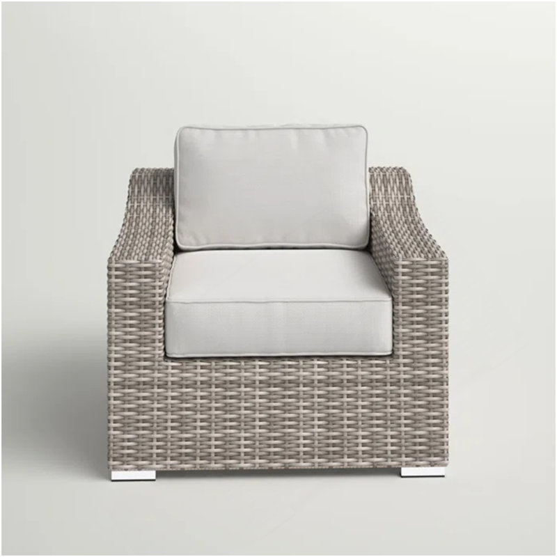 Chaise de patio entièrement assemblée avec coussins, Gris, Gris