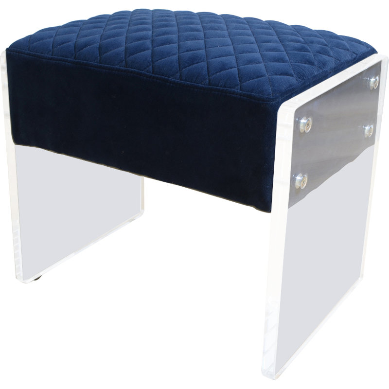 Tribecca Acrylic Base Accent Stool, Navy