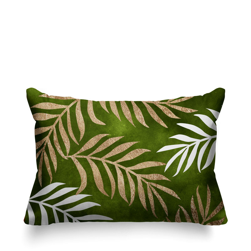Coussin lombaire intérieur / extérieur Bobo Fern, Chertreuse / or / blanc