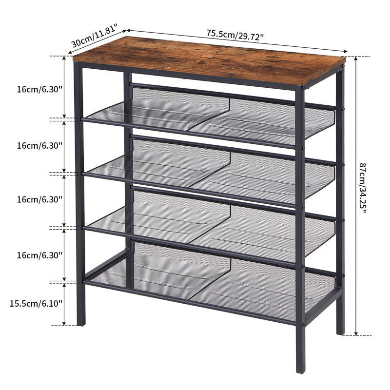 16 Pair Shoe Rack, Brown
