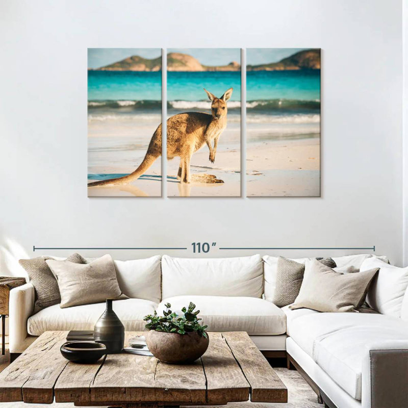 Kangourou à Brampt Beach, H 48 po x l 74 po