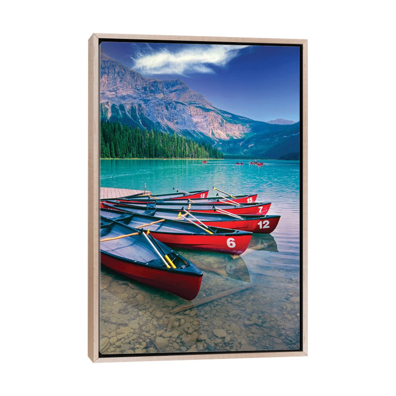 Canoes At A Dock, Emerald Lake, British Columbia, Canada by George Oze - Gallery-Wrapped Canvas Giclée on Canvas