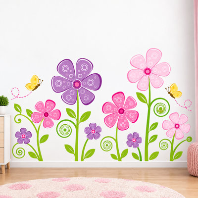 Décalcomanie murale fleur et papillon