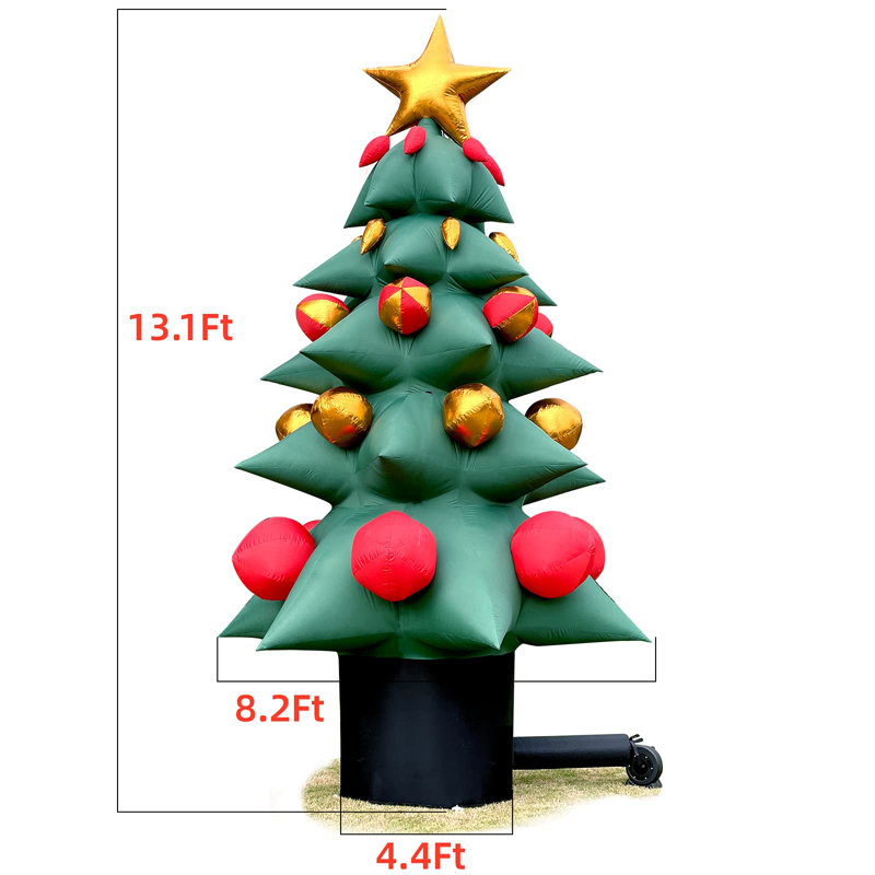 Arbre de Noël gonflable 13 po avec ventilateur, décoration de fête extérieure, H 154,48 po x l 98,4 po x P 98,4 po