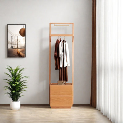 Coat Rack with Double - Rods and Drawers