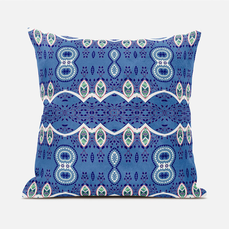  Housse et insert de coussin carré séphaline, 16 po x 16 po, Bleu pâle / blanc
