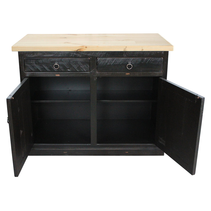 Susanna 48 " W Kitchen Island with Solid Wood Top, Rustic Antique Black