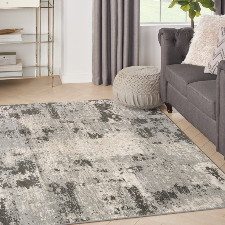 Dac Machine Woven Polyester/Polypropylene Area Rug in Cream/Grey