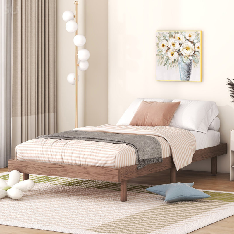 Lit plateforme Hanneli, Gris, Double
