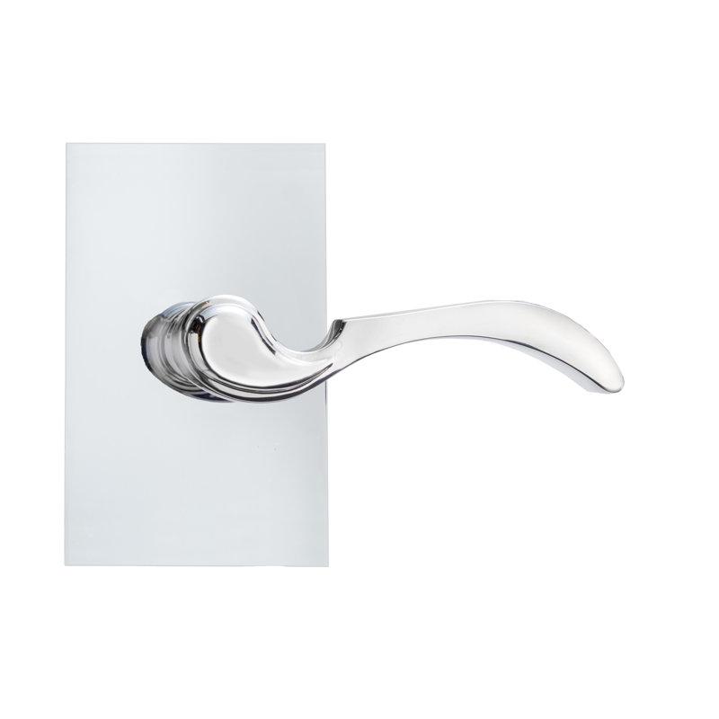 Levier de passage Bravura 903-8 sur rose rectangulaire contemporaine en chrome poli - LH, Chrome poli, Gauche