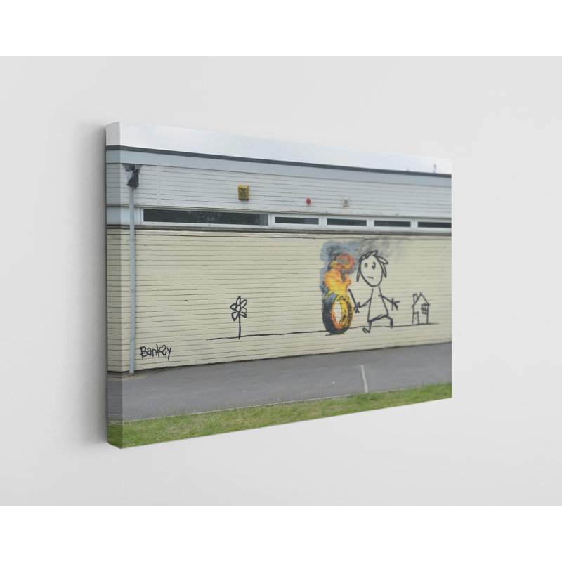 «Banksy Burning issue Bristol School Graffiti», reproduction sur toile, H 20 po x l 30 po