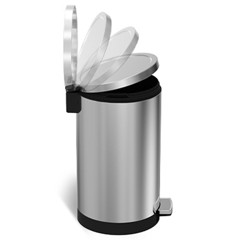 Round Stainless Steel Trash Can, 7.9-Gallon Foot Pedal Kitchen & Office Bin