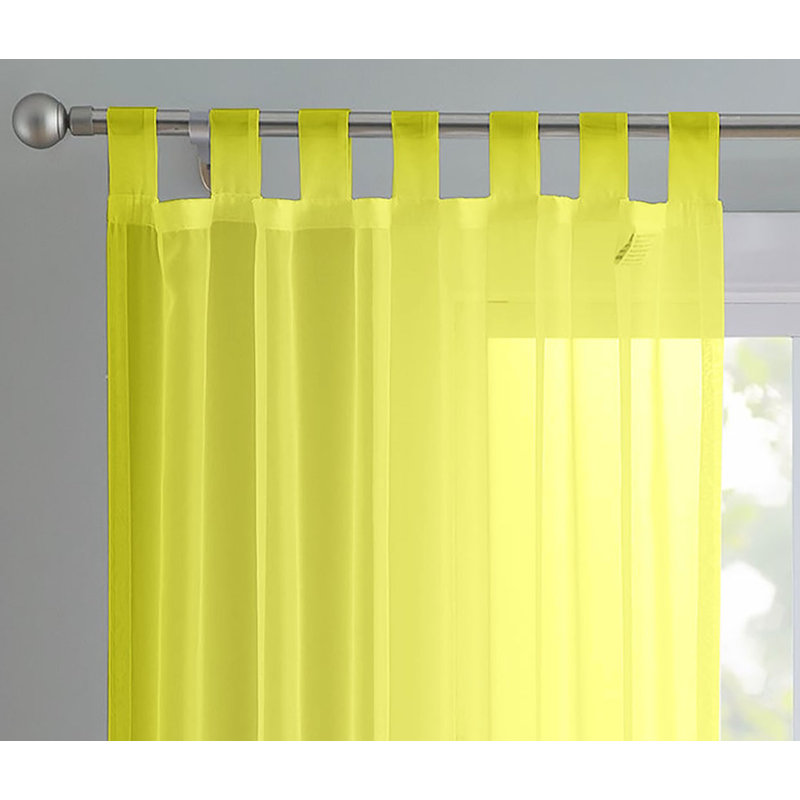 Birdsall Tab Top Sheer Single Curtain Panel, 144 W x 122 D cm, Sunshine Yellow
