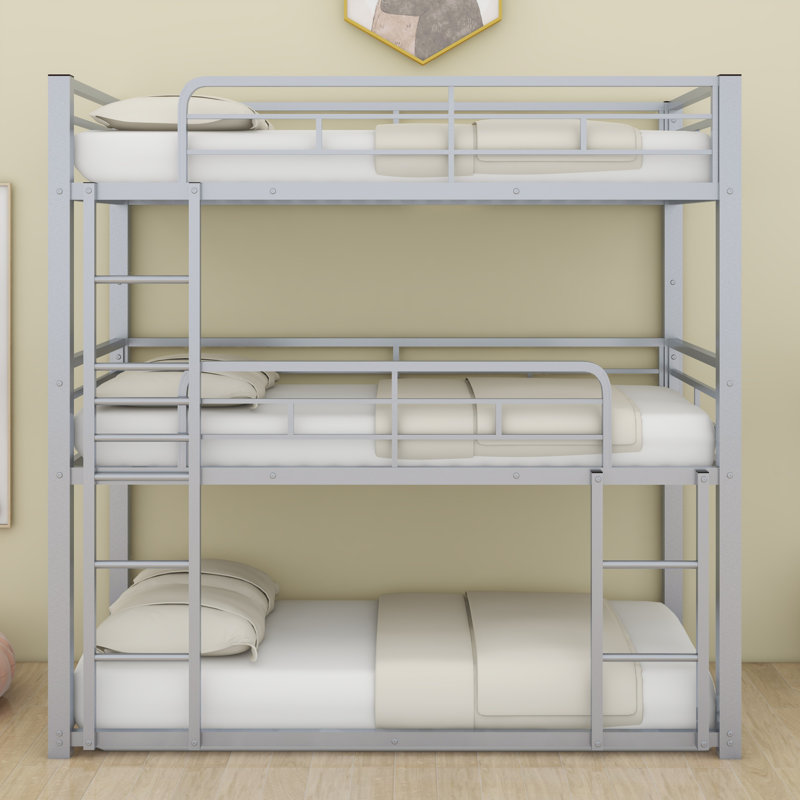 Metal Triple Bunk Bed, Silver