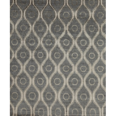 Modern Tibet Hand Knotted Area Rug in Gray