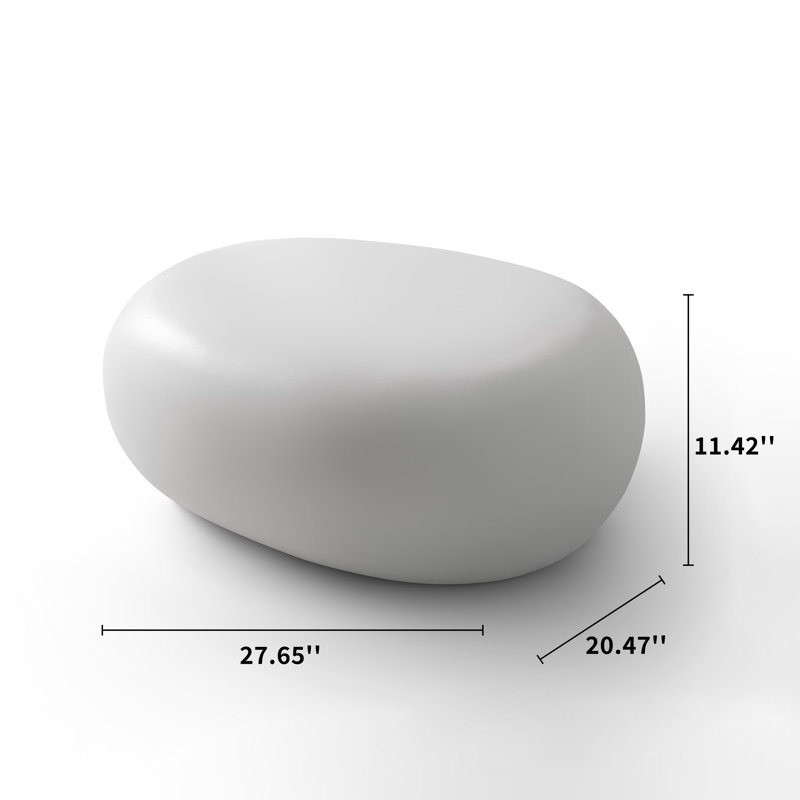 Pruitt 27.95" Concrete Pebble Coffee Table, White