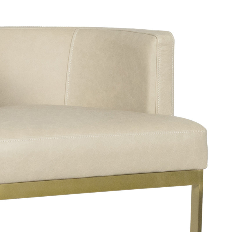 Owen Leather Stool, Ivory, 29.5"H x 15.5"W x 15.5"D