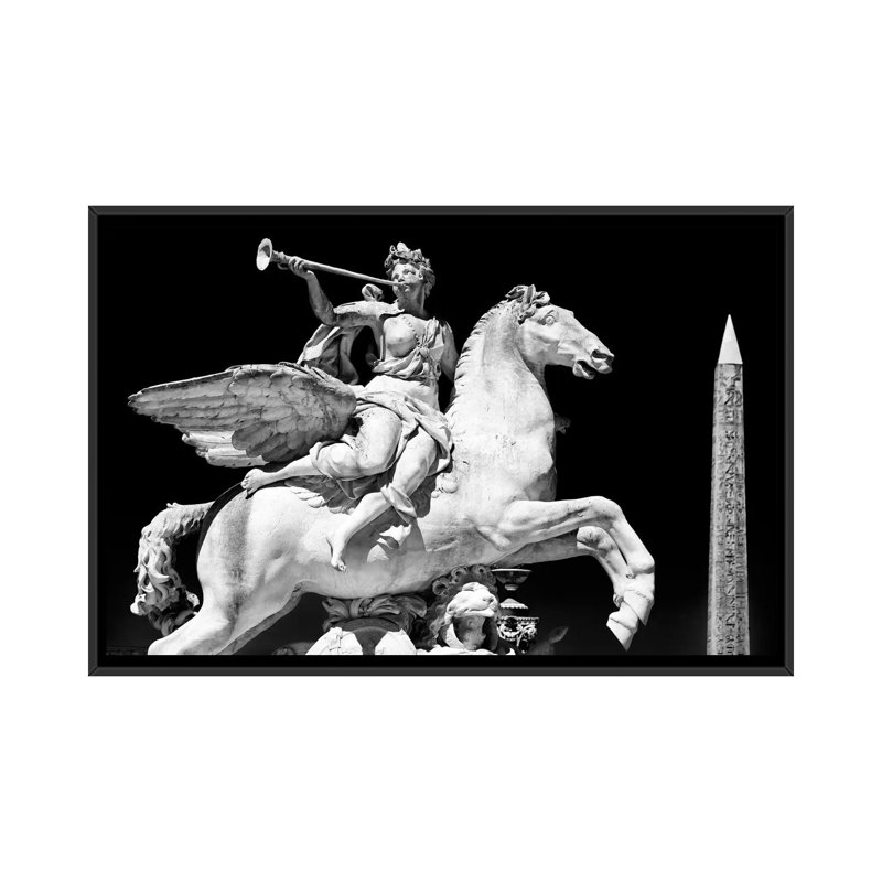 Statue équestre avec obélisque de Louxor, reproduction de photo sur toile tendue, H 18 po x l 26 po x P 1,5 po, Pas de tapis