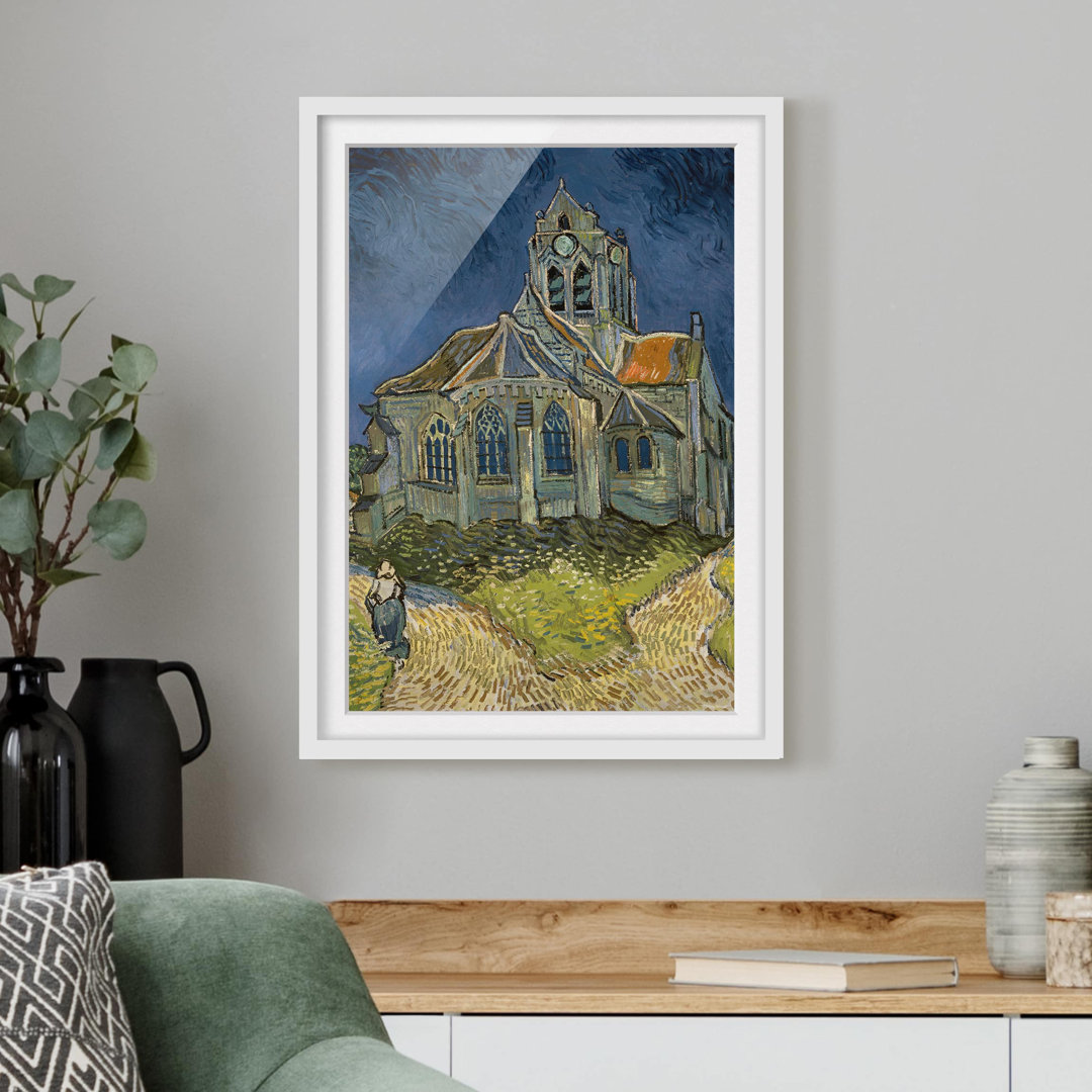 Gerahmtes Papierbild Kirche Auvers-sur-Oise von Vincent van Gogh