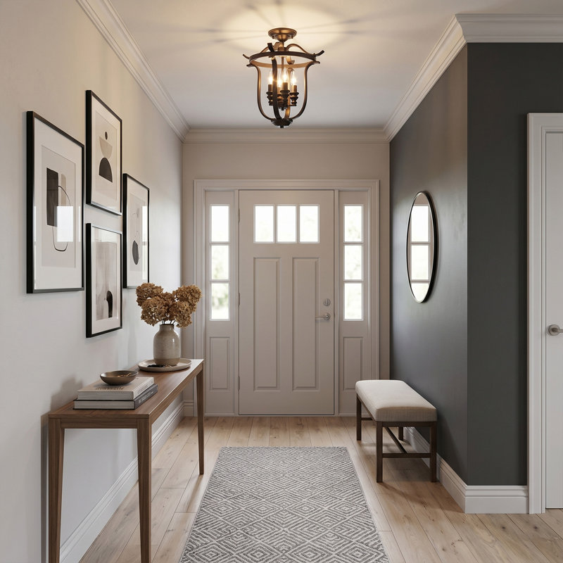 4-light Farmhouse Semi Flush Mount, Black