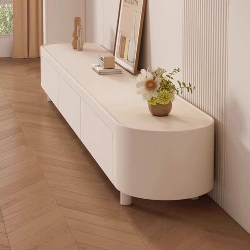 Meuble télé de rangement de style crème, H 13,77 po x L 78,74 po x l 15,74 po