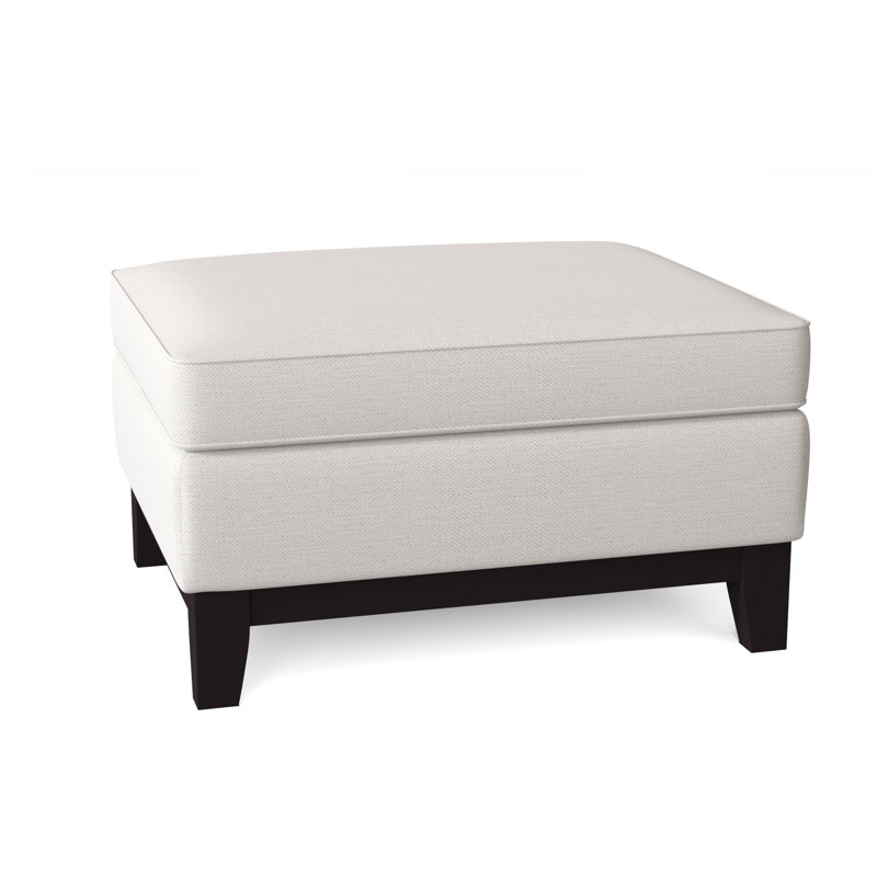 Repose-pieds de cocktail rectangulaire Mulgrave, Tissu performance ivoire neige, Bouleau couleur miel