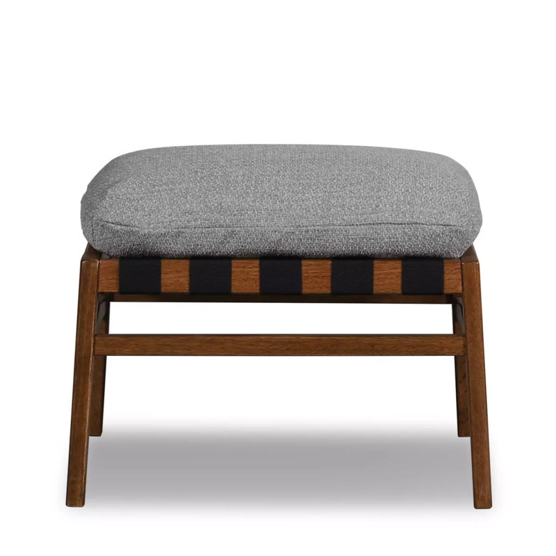 Repose-pieds Mid Century, Gris Pierre, Brushed Walnut
