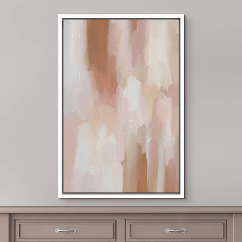 "Abstract Abstract Strokes Gray Grey Brown White Pastel Watercolors", reproduction d'art sur toile, Blanc