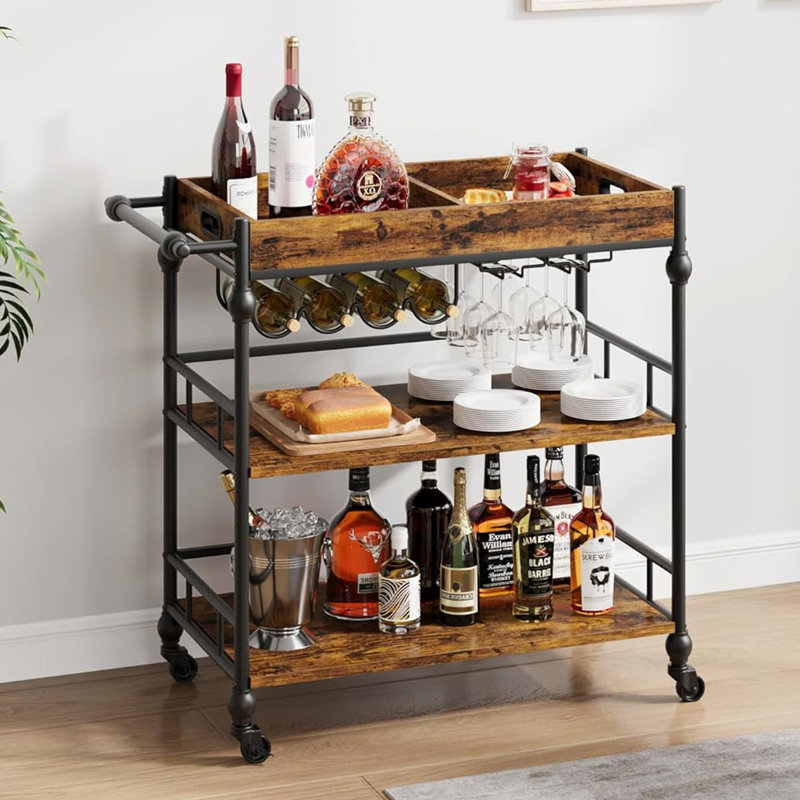 Landaff Metal Bar Cart, Brown