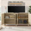 Armoire de rangement naturelle de 70 po avec tablettes réglables, convient au décor du salon, portes décoratives élégantes à surface facile à nettoyer, tablettes différentes, utilisation multifonctionnelle à la maison-242205444-242205445