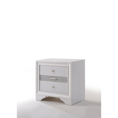 Table de chevet blanche avec mouvement de tiroir lisse - surface texturée, l 26 po x H 26 po pour les petits espaces de chambre à coucher, disposition fonctionnelle, apparence élégante
