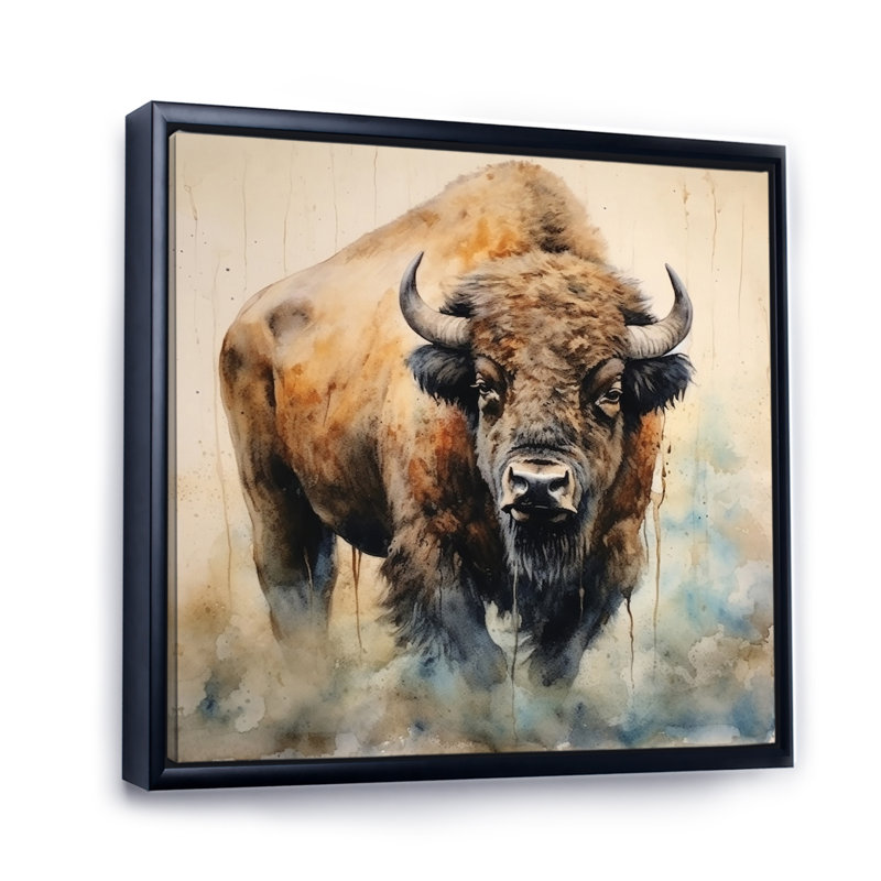Buffalo Majesty - Buffalo / Bison, impressions encadrées, Noir, H 16 po x l 16 po, Reproduction avec cadre flottant
