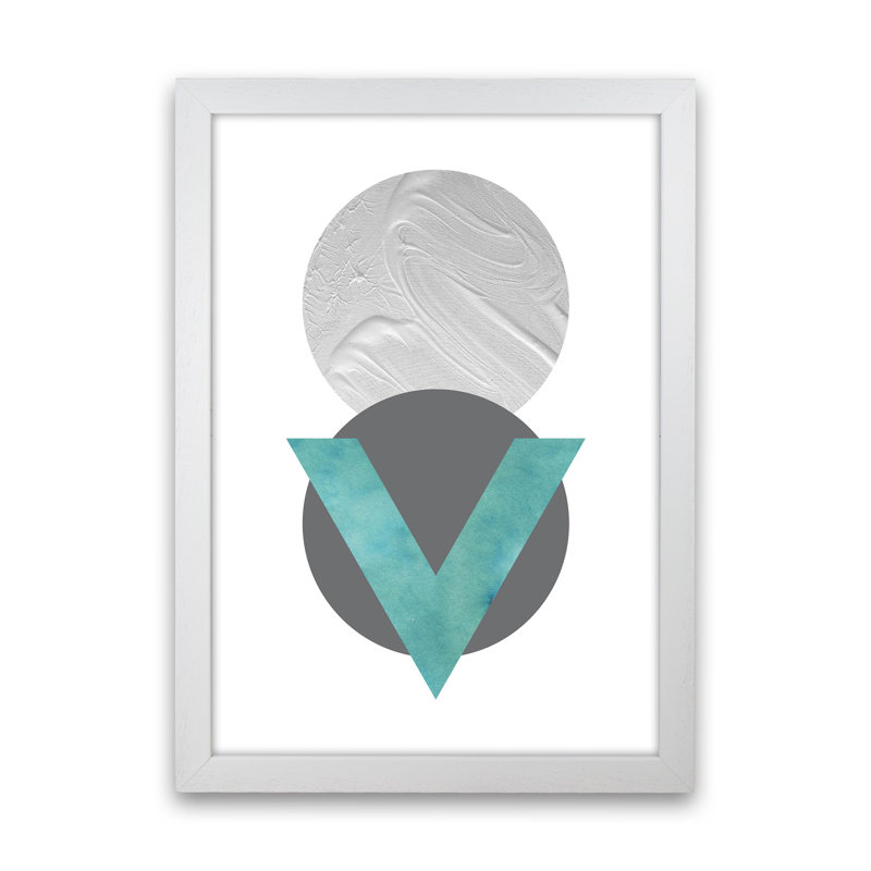 Marble Teal And Silver 1 by Pixy Paper - Print, 59.4cm H x 42cm W x 3cm D, White Framed
