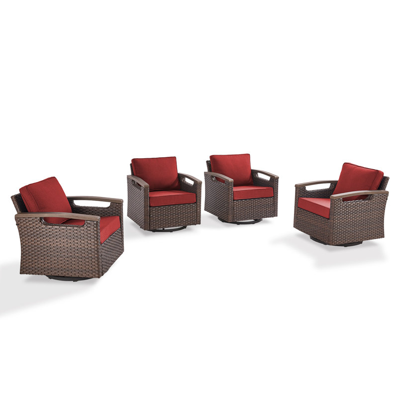 Ensemble de chaises berçantes pivotantes avec coussins Arundel (ensemble de 4), Rouge