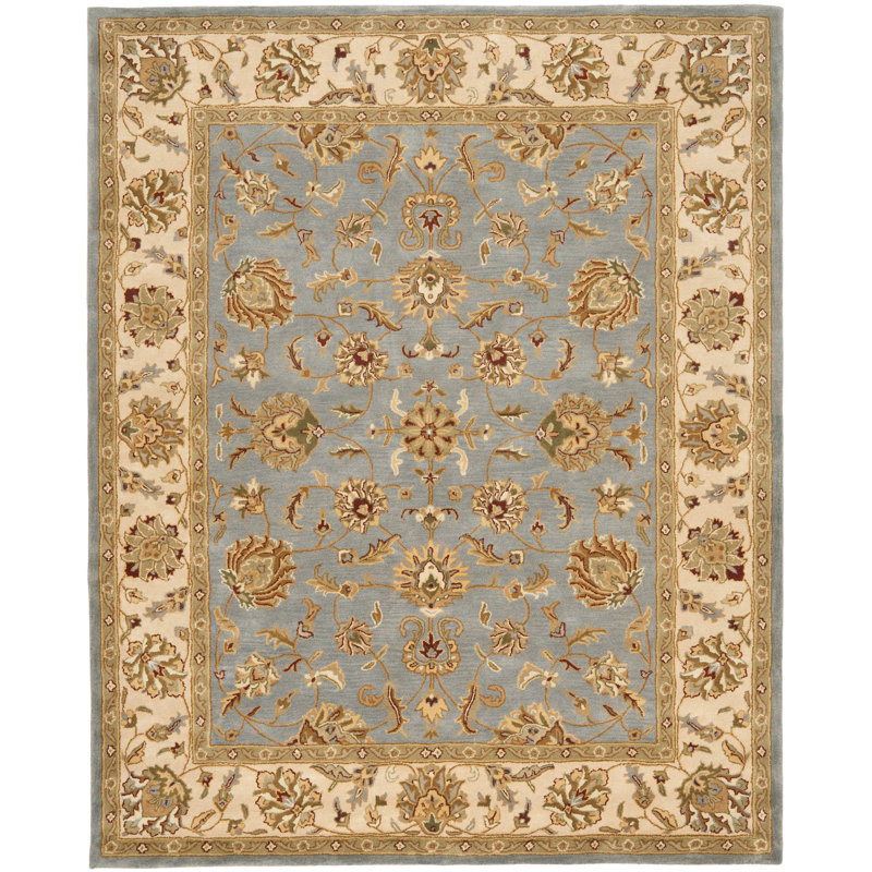 Tapis bleu / beige en laine touffeté à la main Cranmore, Rectangle 2 pi x 3 pi