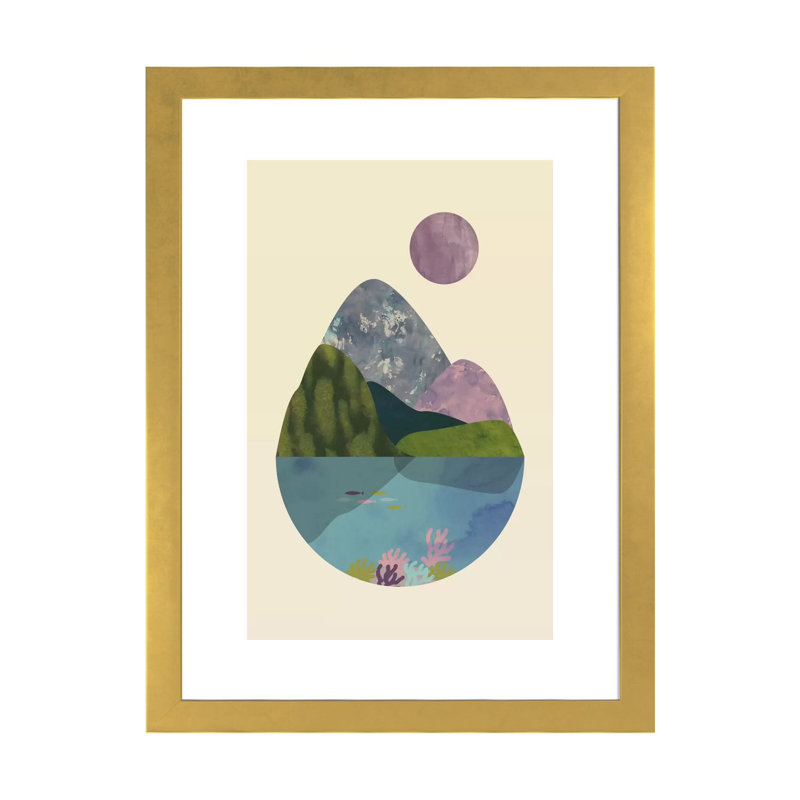 " Summer " by Flatowl, 32" H x 24" W x 1" D, Gold Framed Fine Art Paper