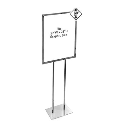 Chrome Panel Poster Stand on Narrow Base