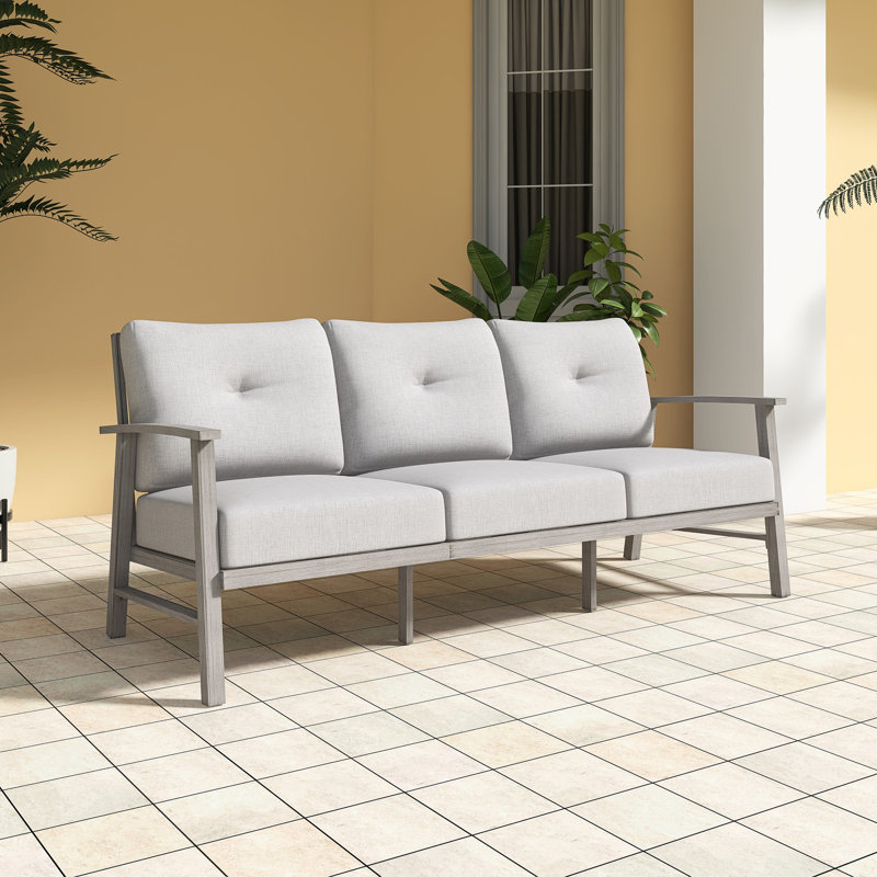 3-Seating Aluminum Frame Garden Sofas, Light Gray
