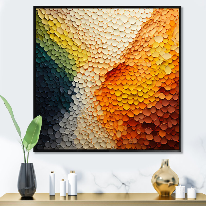 Art mural Hardedge, Earthy Euphony V - Hard Edge, peinture sur toile, Cadre flottant noir, H 30 po x l 30 po x P 1 po