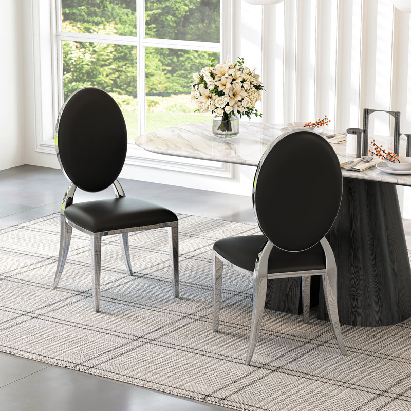 Chaise d'appoint en acier inoxydable Carterville, Noir, Argent
